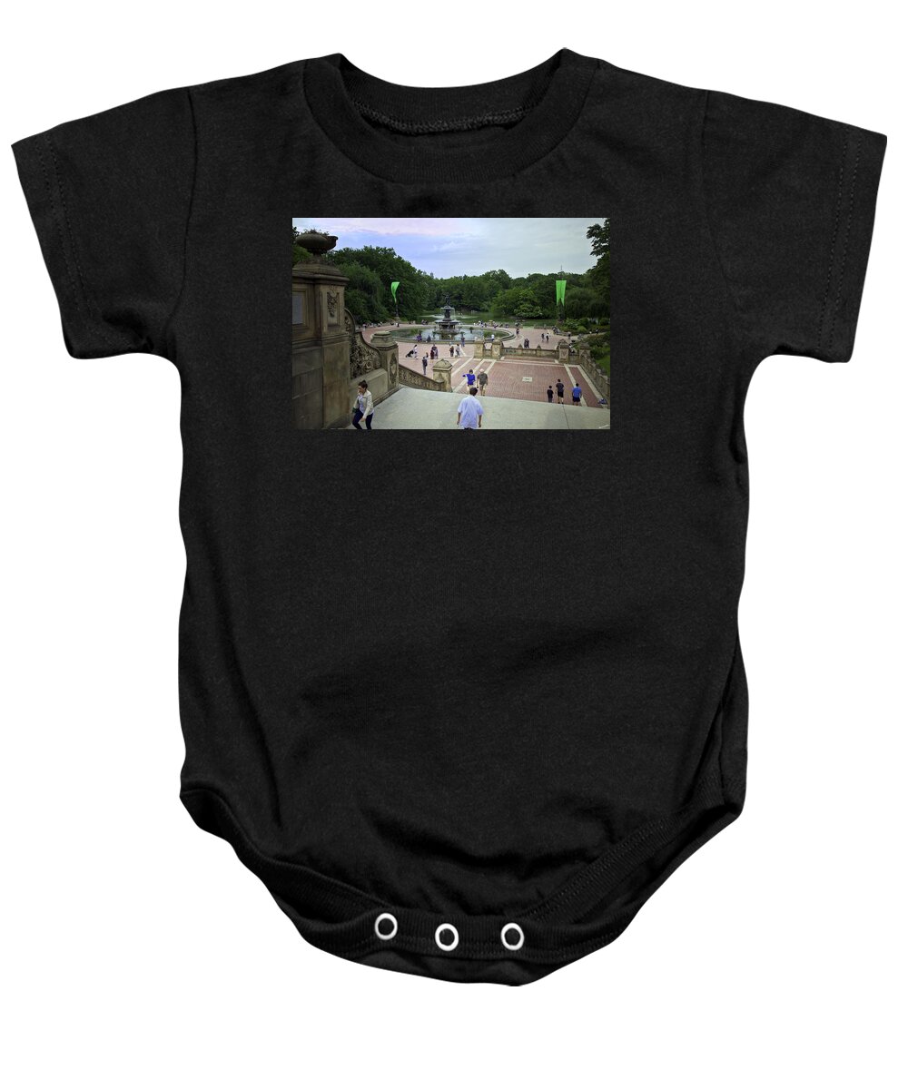Bethesda Fountain Baby Onesie featuring the photograph Central Park - Bethesda Fountain by Madeline Ellis