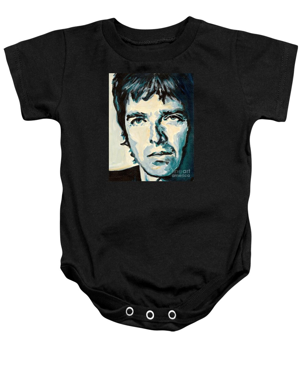 English Rock Musician Baby Onesie featuring the painting Noel Gallagher by Tanya Filichkin