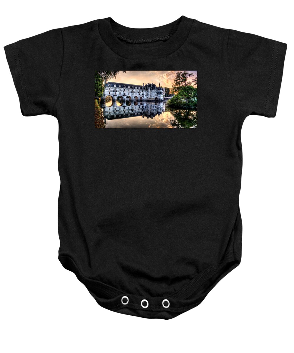 Chateau De Chenonceau Baby Onesie featuring the photograph Chenonceau Sunset by Weston Westmoreland
