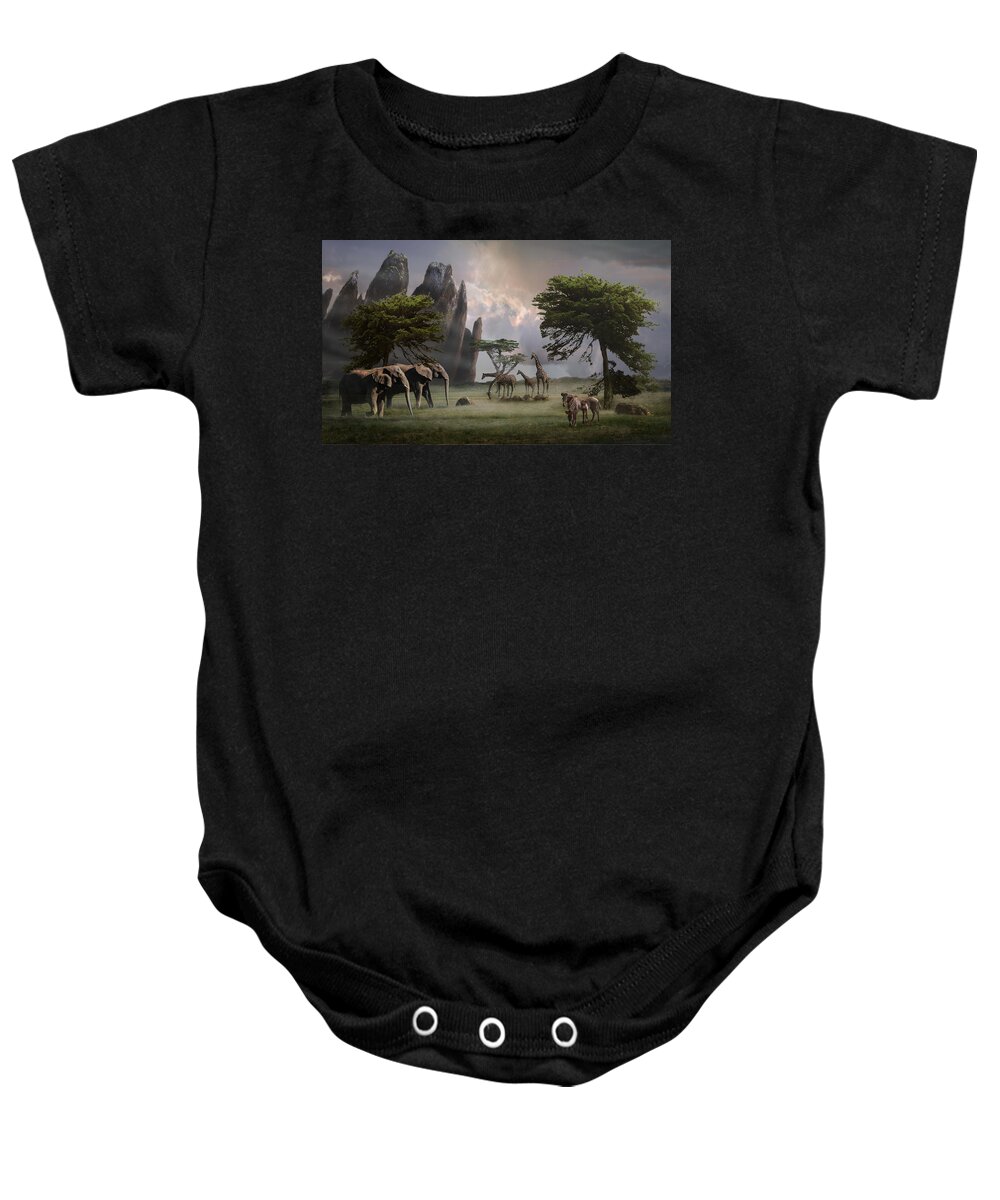 Savanna Baby Onesie featuring the photograph Cherish our Earth's Creatures by Melinda Hughes-Berland