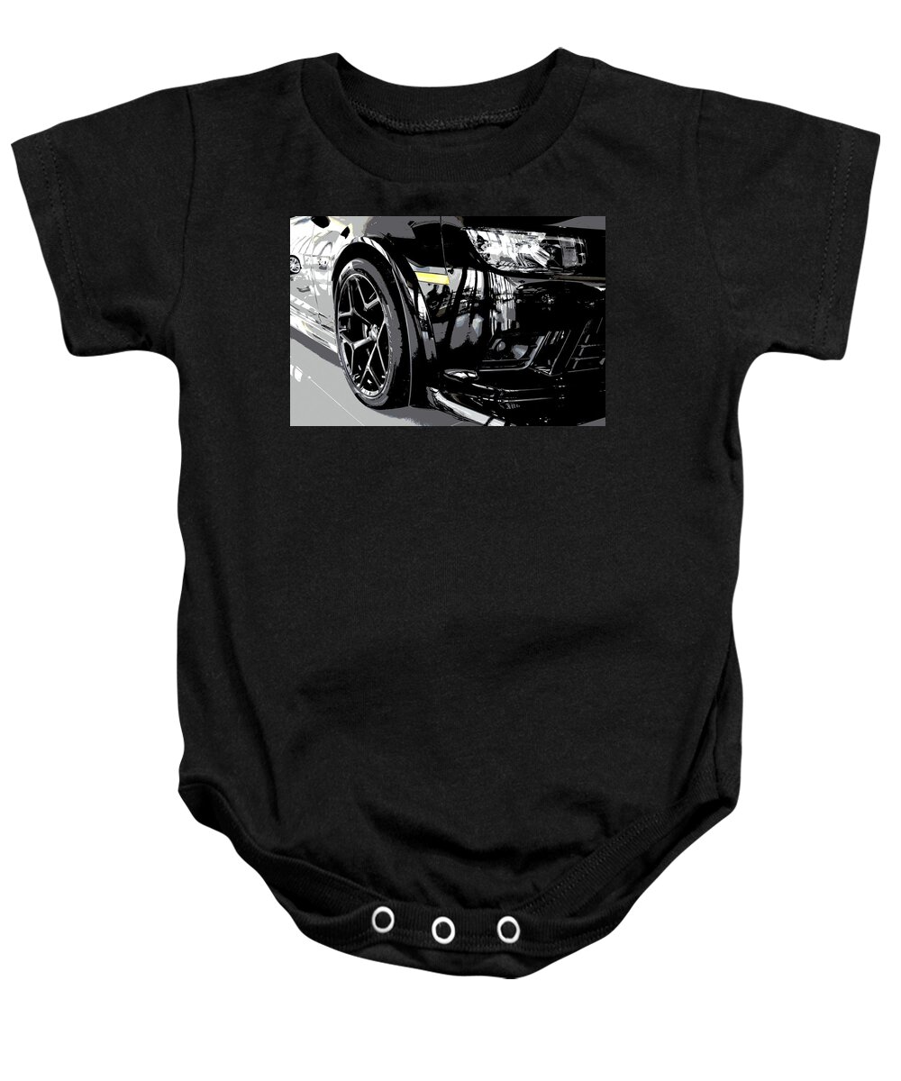 Camaro Baby Onesie featuring the photograph Chevy Camaro Z28 Black by Katy Hawk