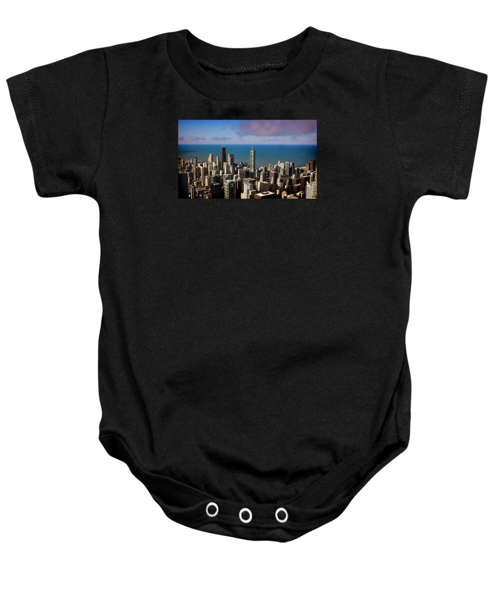 Chicago Baby Onesie featuring the photograph Chicago before sunset by Milena Ilieva