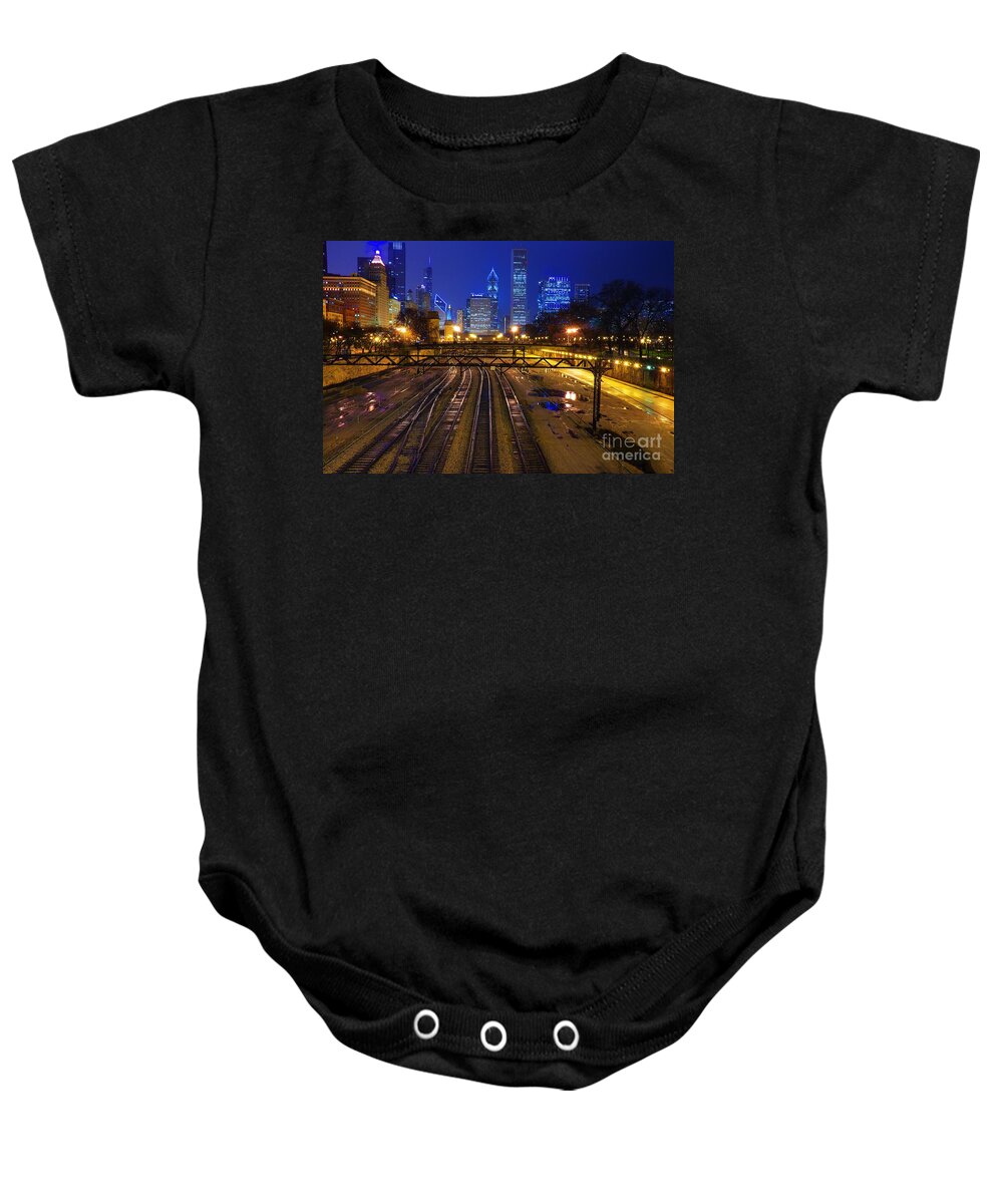 Chicago Baby Onesie featuring the photograph Chicago Skyline by Jonas Luis