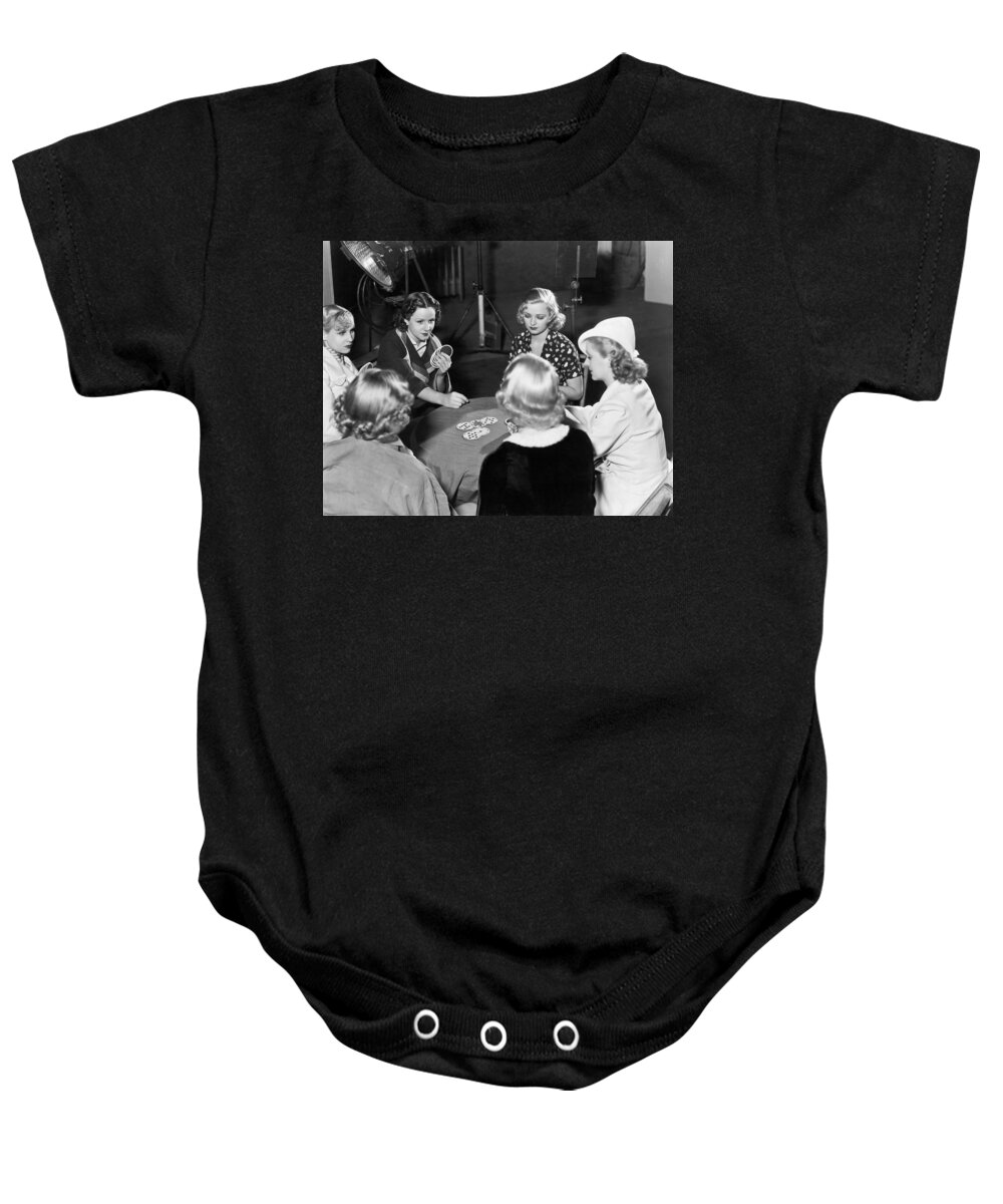 1930s Baby Onesie featuring the photograph Chorus Girls Playing Hearts by Underwood Archives
