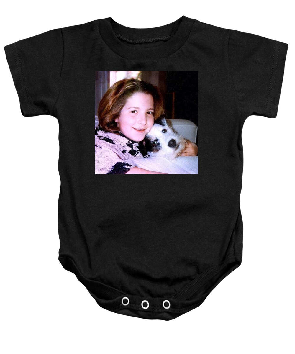 Precious_nio Baby Onesie featuring the photograph Chrissy And Simon by Anna Porter