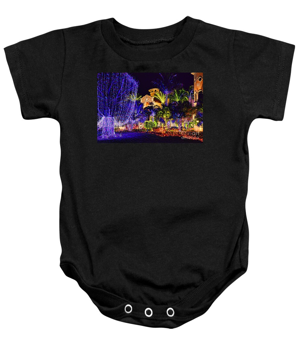 Christmas Lights Baby Onesie featuring the photograph Christmas Lights by Olga Hamilton