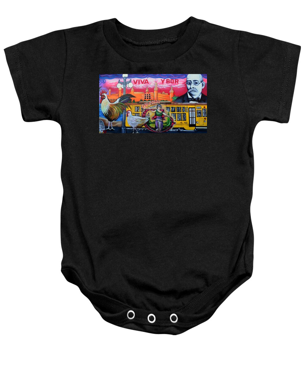 Ybor City Florida Baby Onesie featuring the photograph Cigar City Street Mural by David Lee Thompson