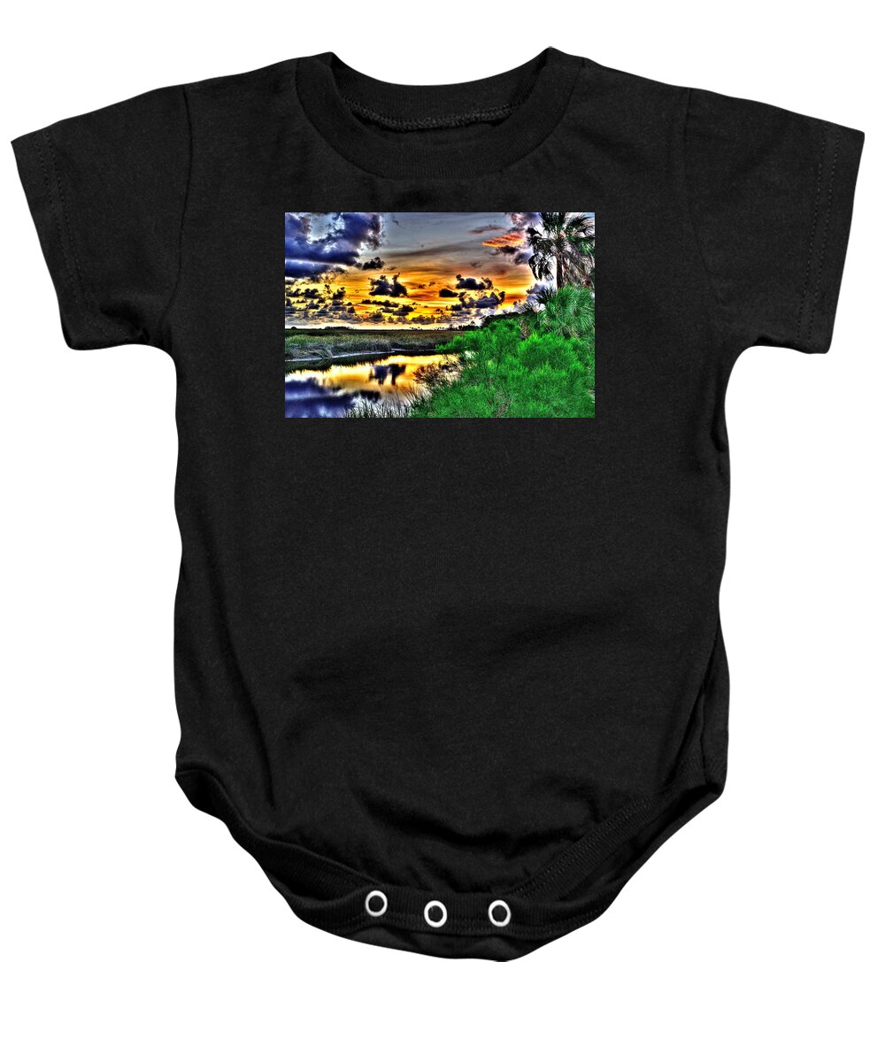 Sunset Baby Onesie featuring the photograph Clouds in After Glow by Richard Zentner