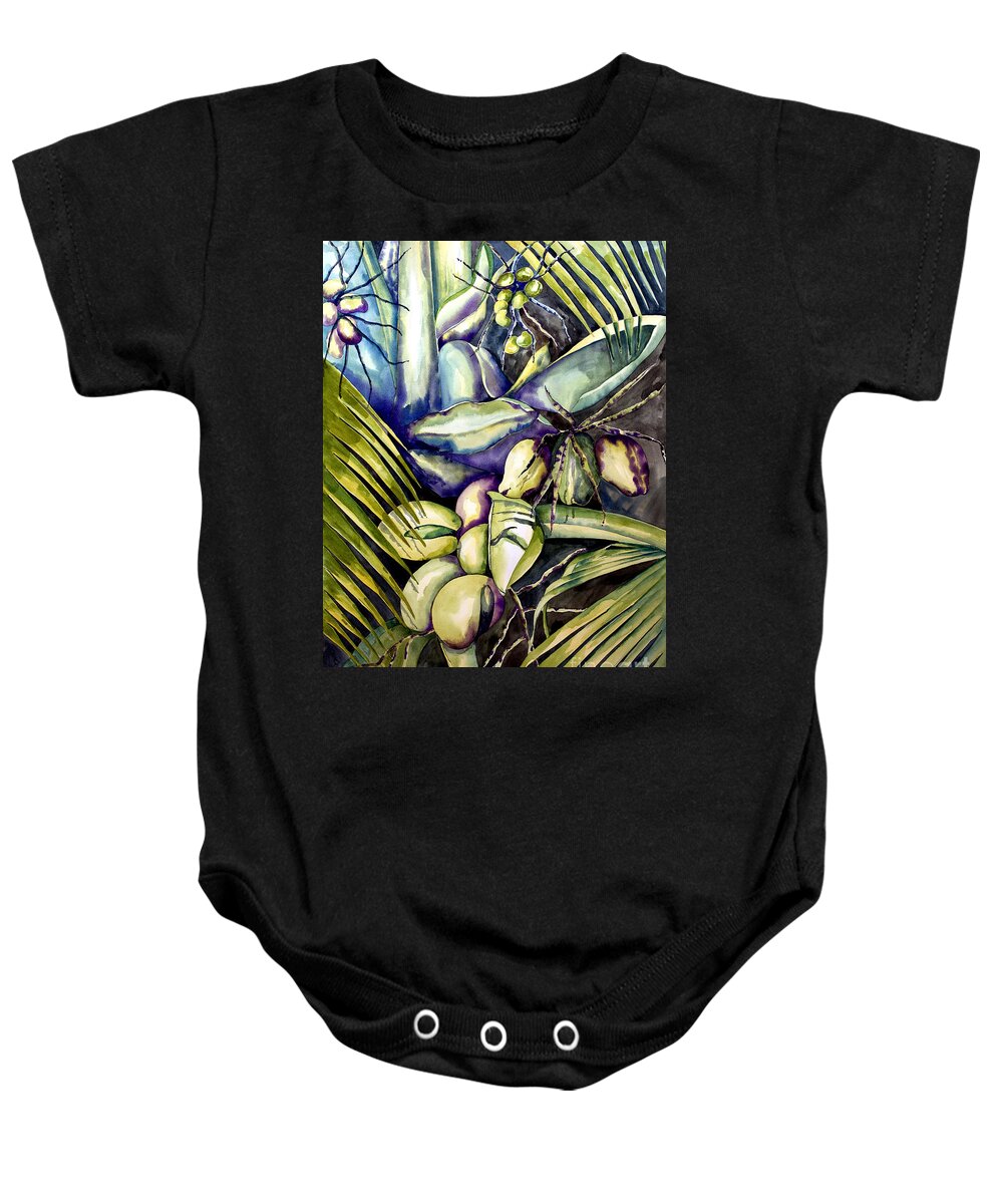Coconuts Baby Onesie featuring the painting Coconuts by Kandyce Waltensperger