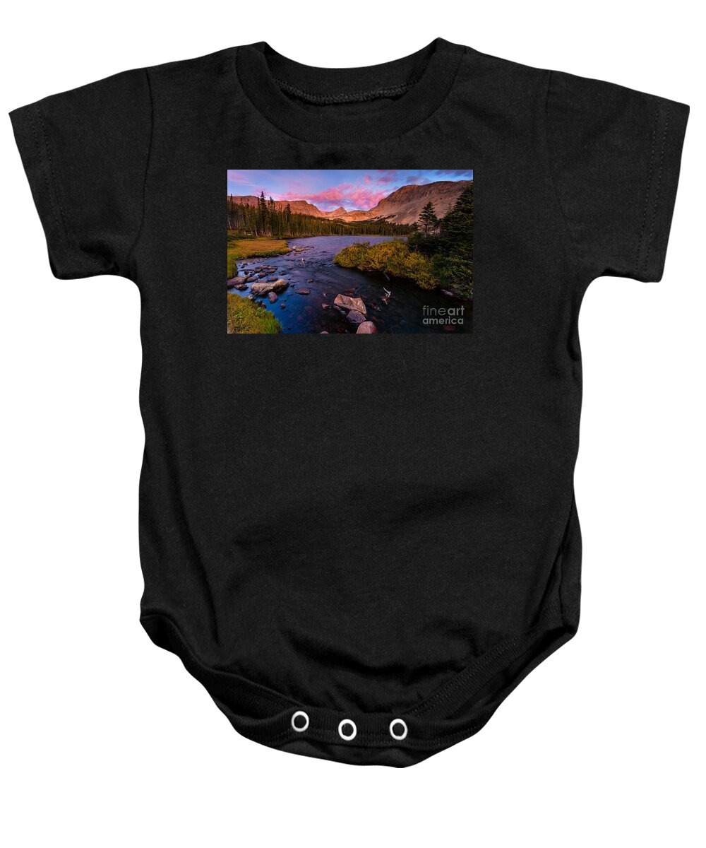 Landscape Baby Onesie featuring the photograph Color over Indian Peaks by Steven Reed