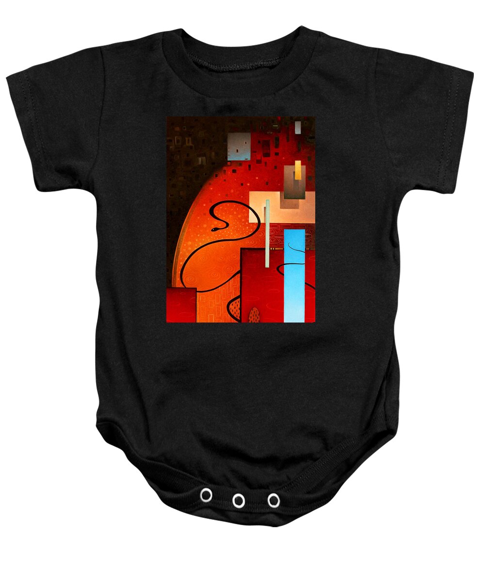 Abstract Baby Onesie featuring the painting Complicity's Bliss by T S Carson