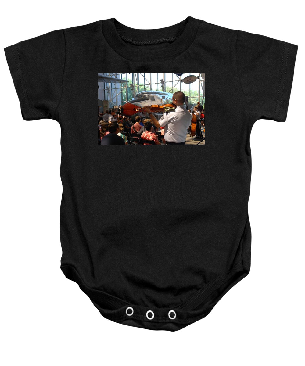 Air And Space Museum Baby Onesie featuring the photograph Concert Under the Planes by Kenny Glover