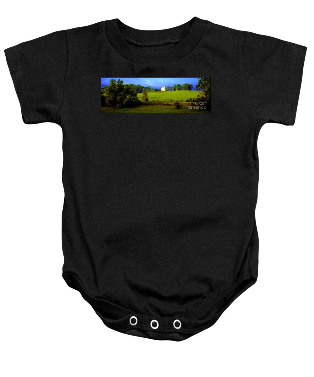 Conley Baby Onesie featuring the photograph Conley road farm spring time by Tom Jelen