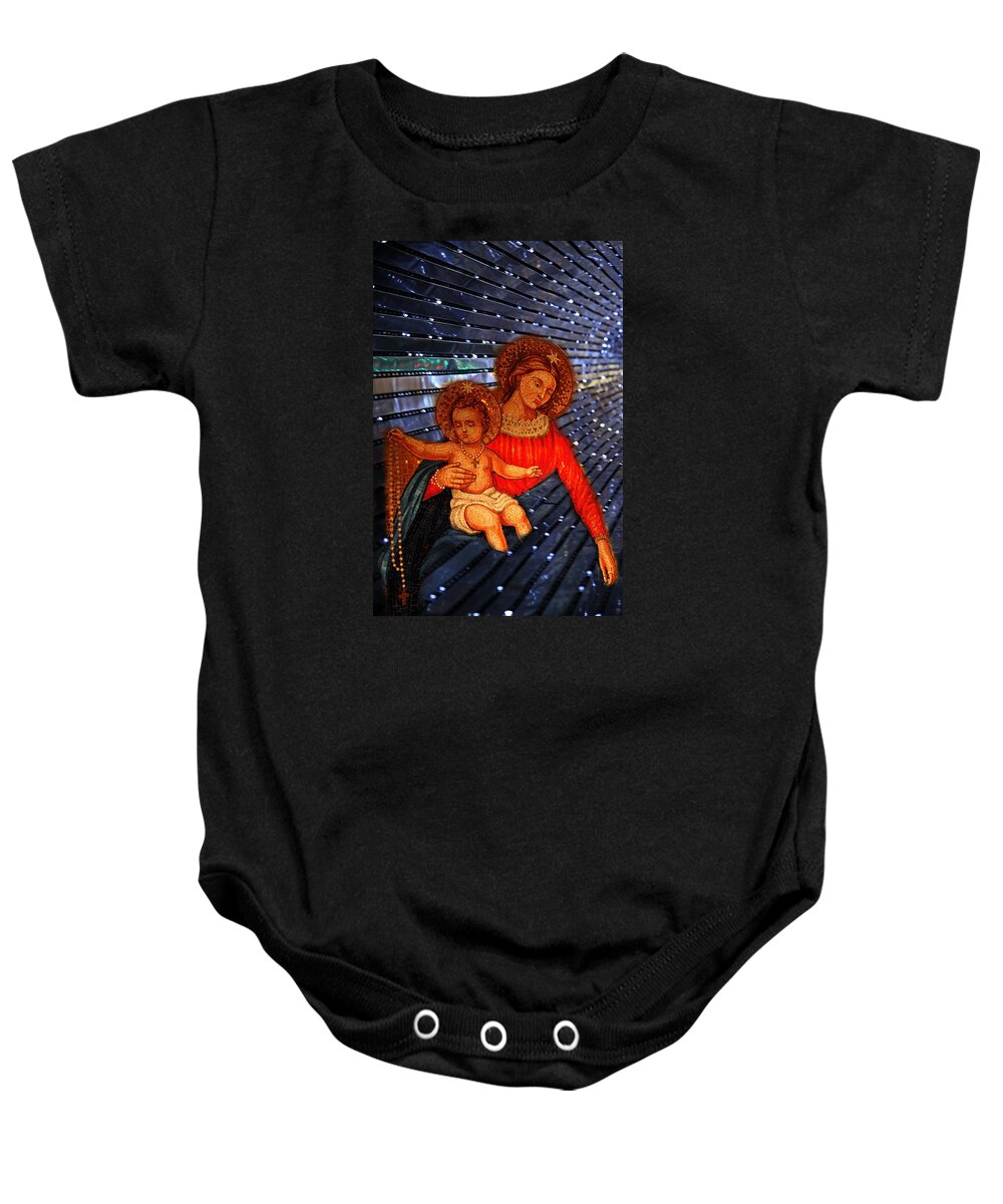 Mary Baby Onesie featuring the digital art Cosmic Mother and Child by William Rockwell
