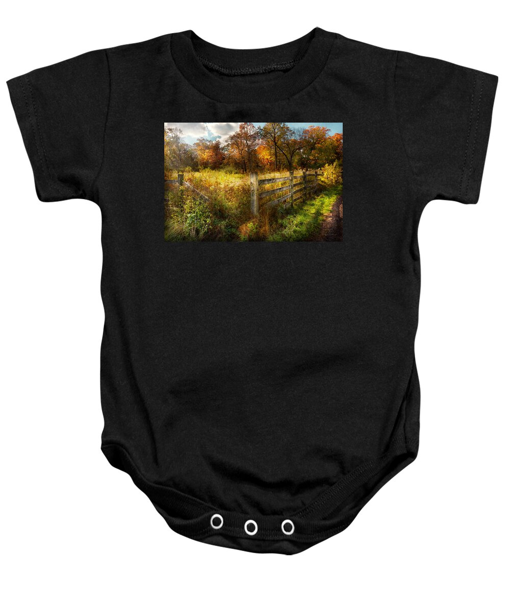 Season Baby Onesie featuring the photograph Country - Autumn years by Mike Savad