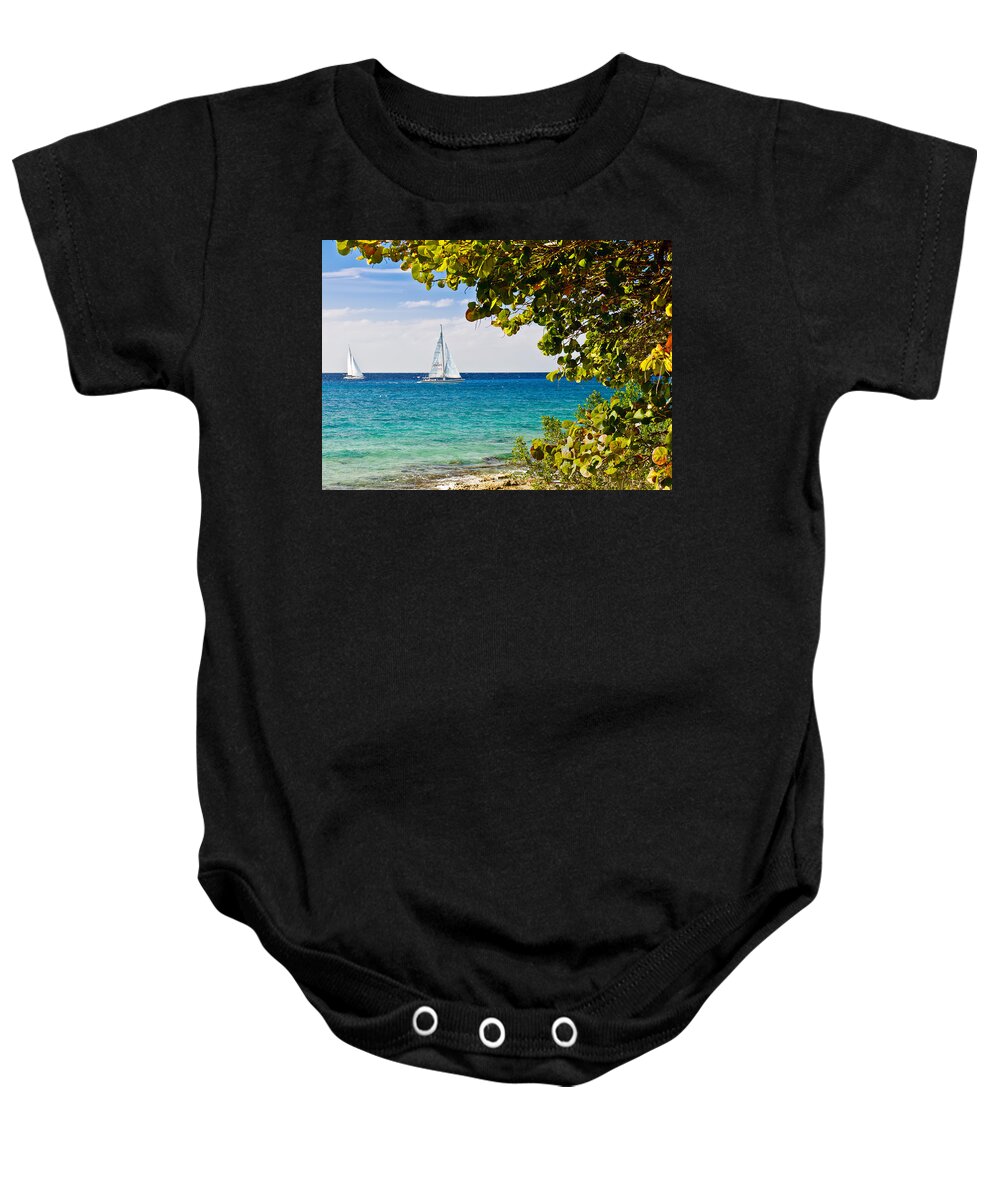 Cozumel Baby Onesie featuring the photograph Cozumel Sailboats by Mitchell R Grosky