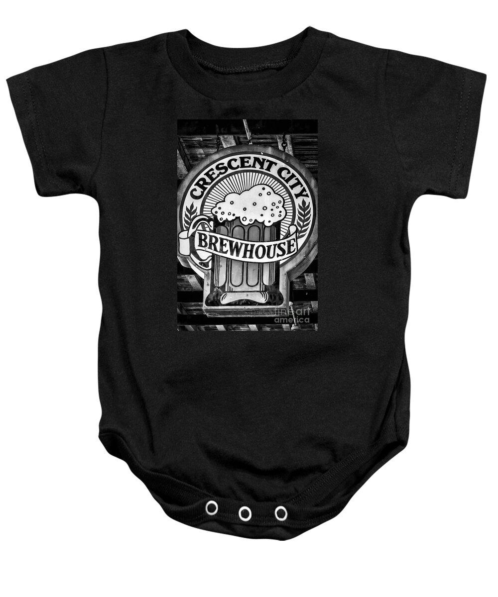 Crescent City Brewhouse Baby Onesie featuring the photograph Crescent City Brewhouse - BW by Kathleen K Parker