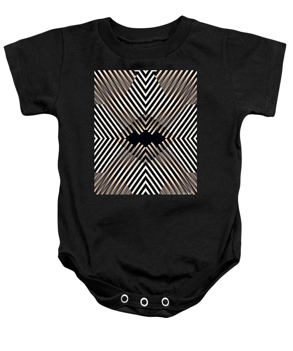 Abstract Baby Onesie featuring the digital art Diamond Illusion in Sepia by Sarah Loft