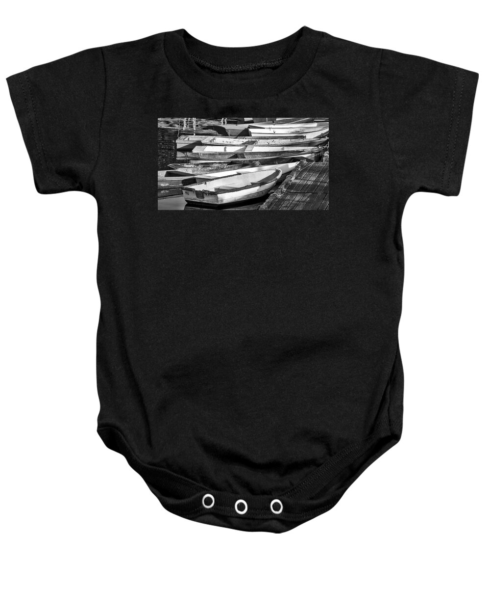 Boat Baby Onesie featuring the photograph Dinghies - Perkins Cove Maine by Steven Ralser