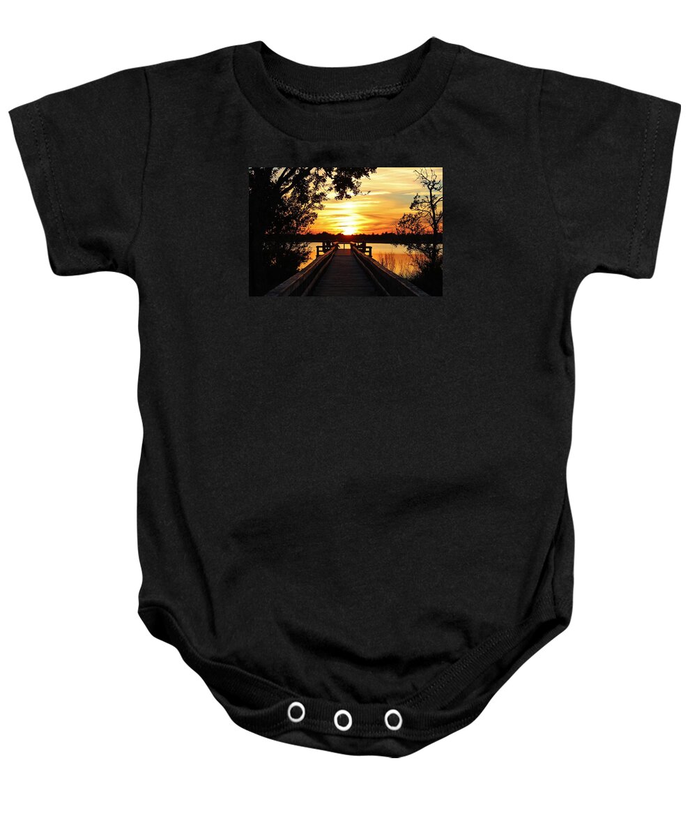 Sunset Baby Onesie featuring the photograph Disappearing Sun by Cynthia Guinn
