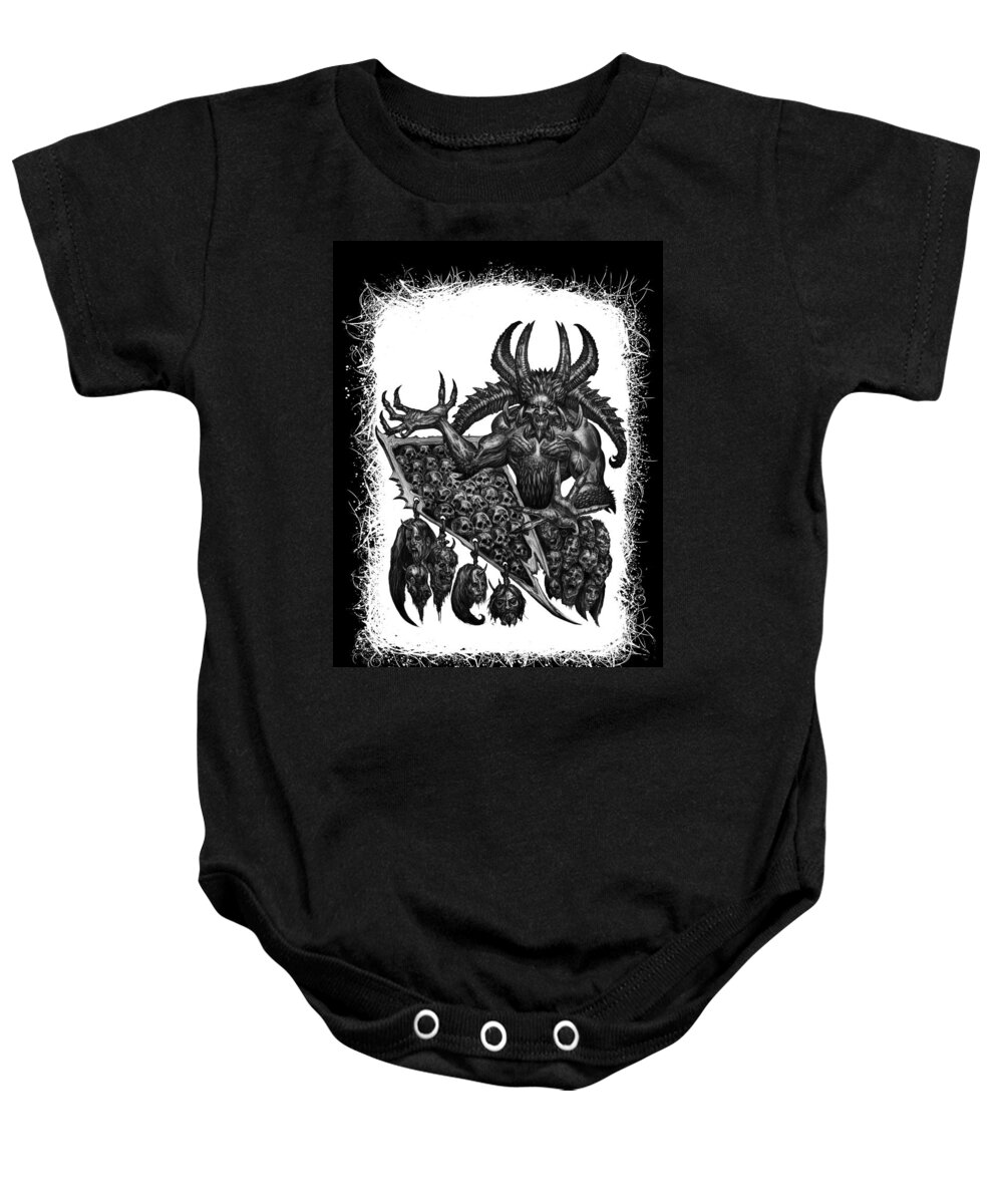 Tony Koehl Baby Onesie featuring the drawing Display the Sins at Hand by Tony Koehl