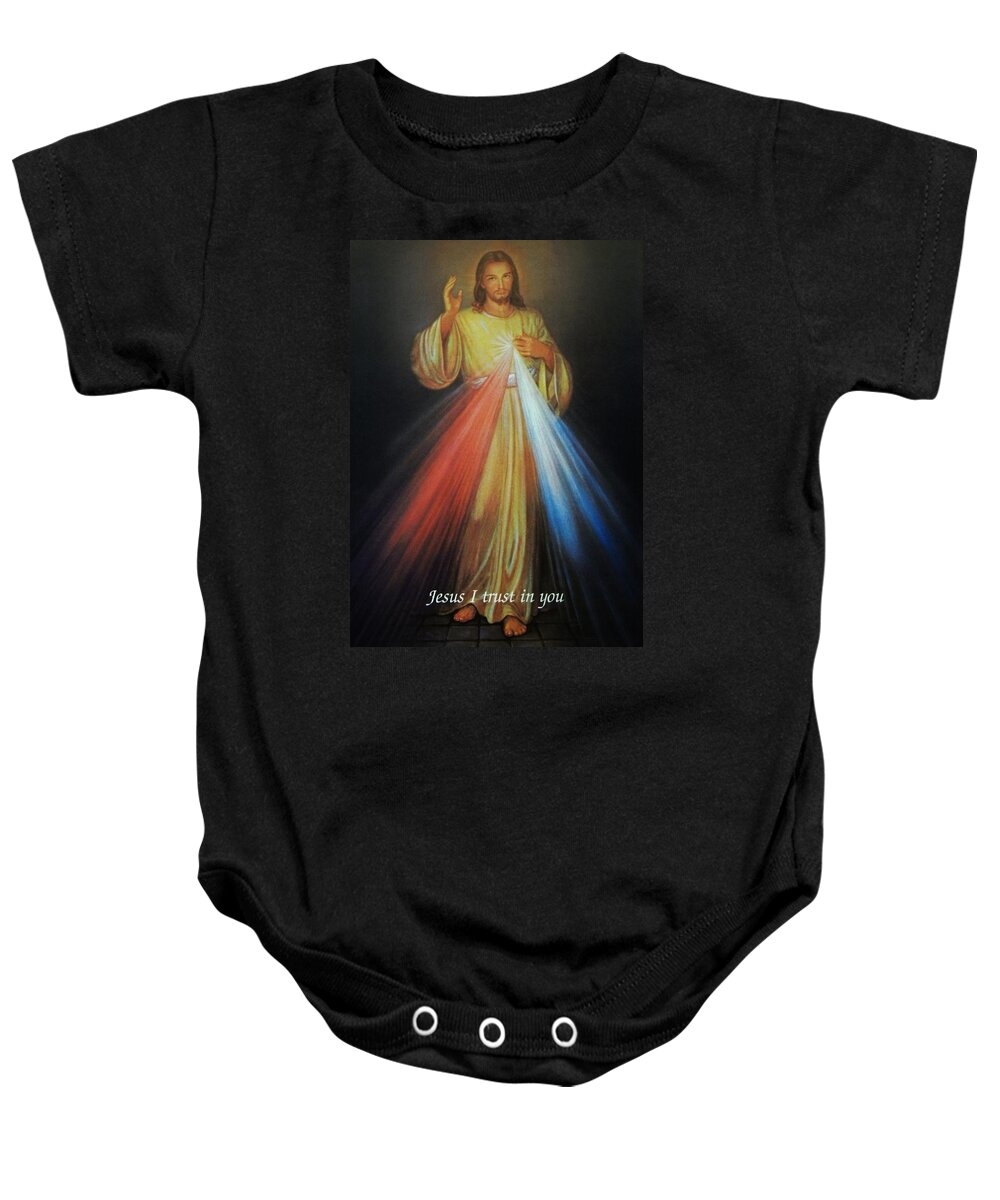 Divine Mercy Baby Onesie featuring the photograph Divine Mercy Jesus by Anna Baker