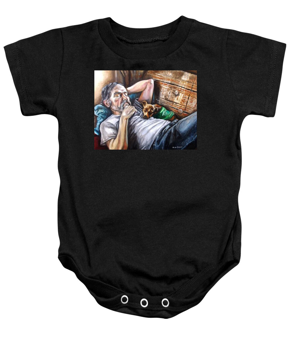 Dog Baby Onesie featuring the painting Dog Days by Shana Rowe Jackson