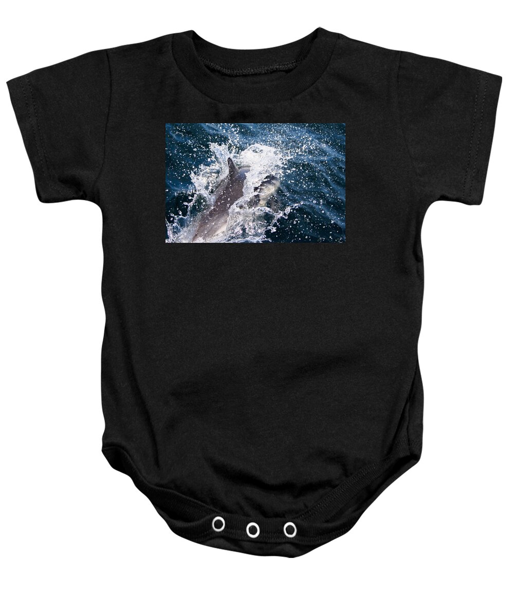 Animal Baby Onesie featuring the photograph Dolphin Splash by John Wadleigh