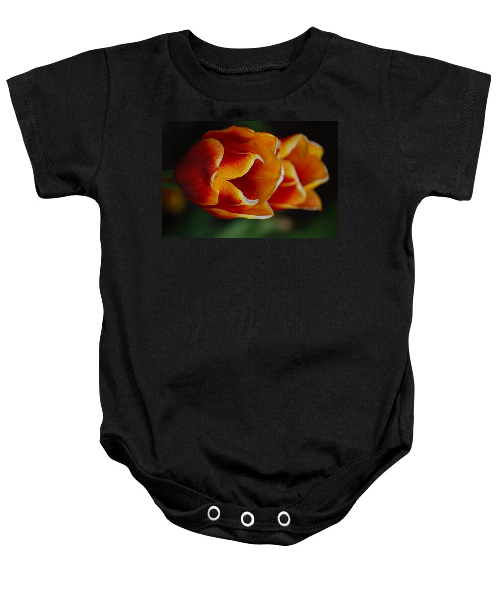 Tulip Baby Onesie featuring the photograph Double Vision by Kathy Paynter