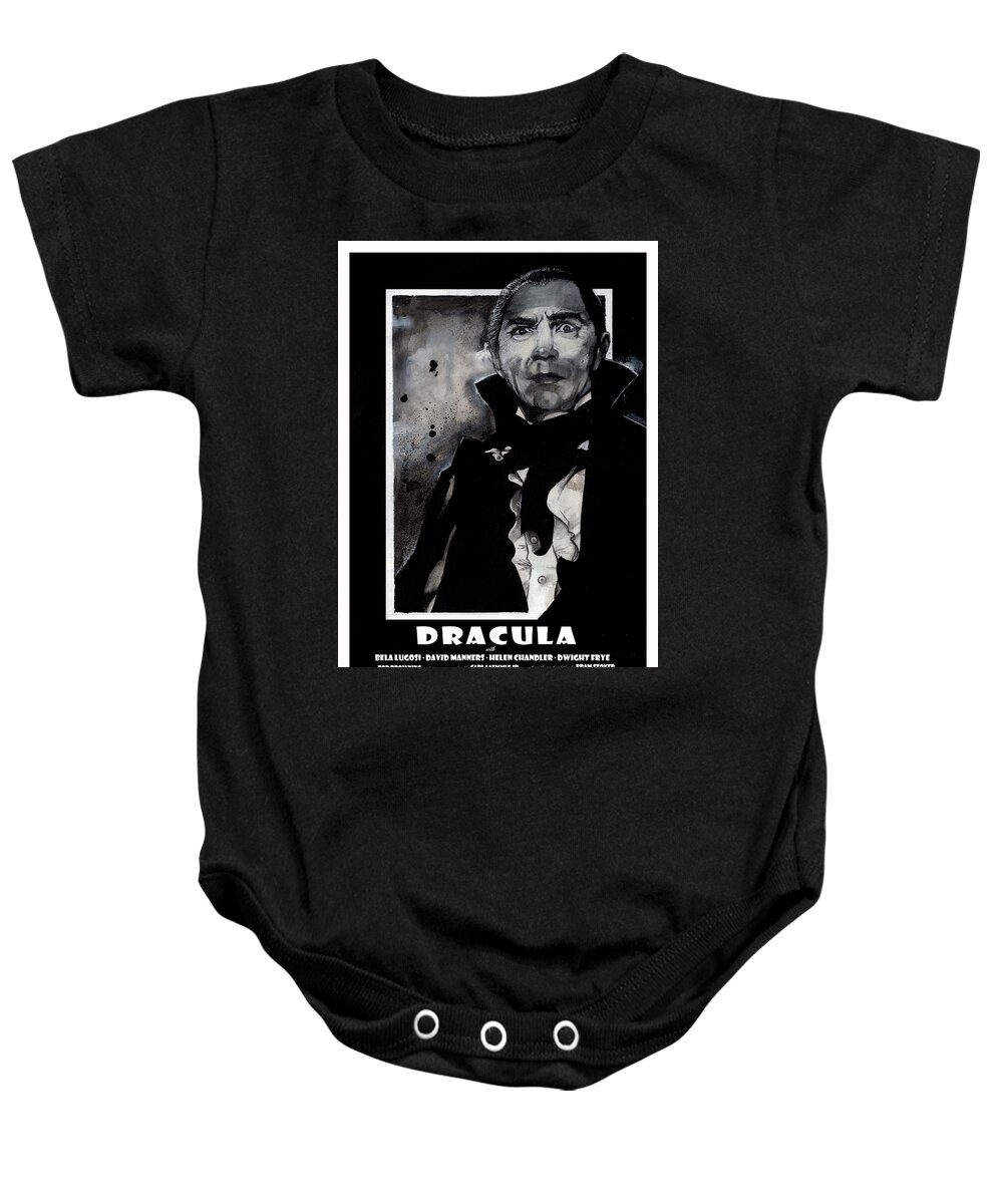 Dracula Baby Onesie featuring the painting Dracula Movie poster 1931 by Sean Parnell