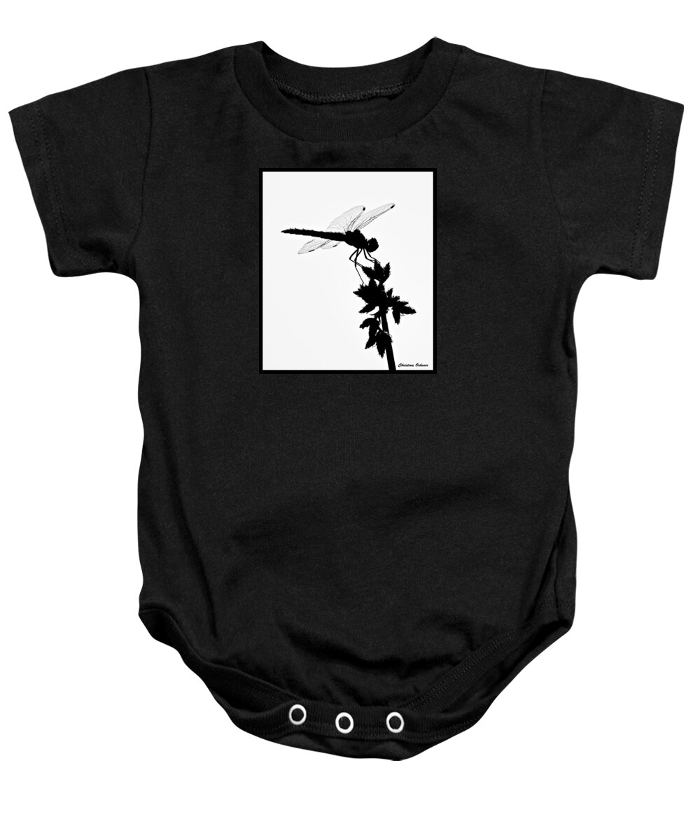 Dragonfly Silhouette Baby Onesie featuring the photograph Dragonfly Silhouette by Christina Ochsner