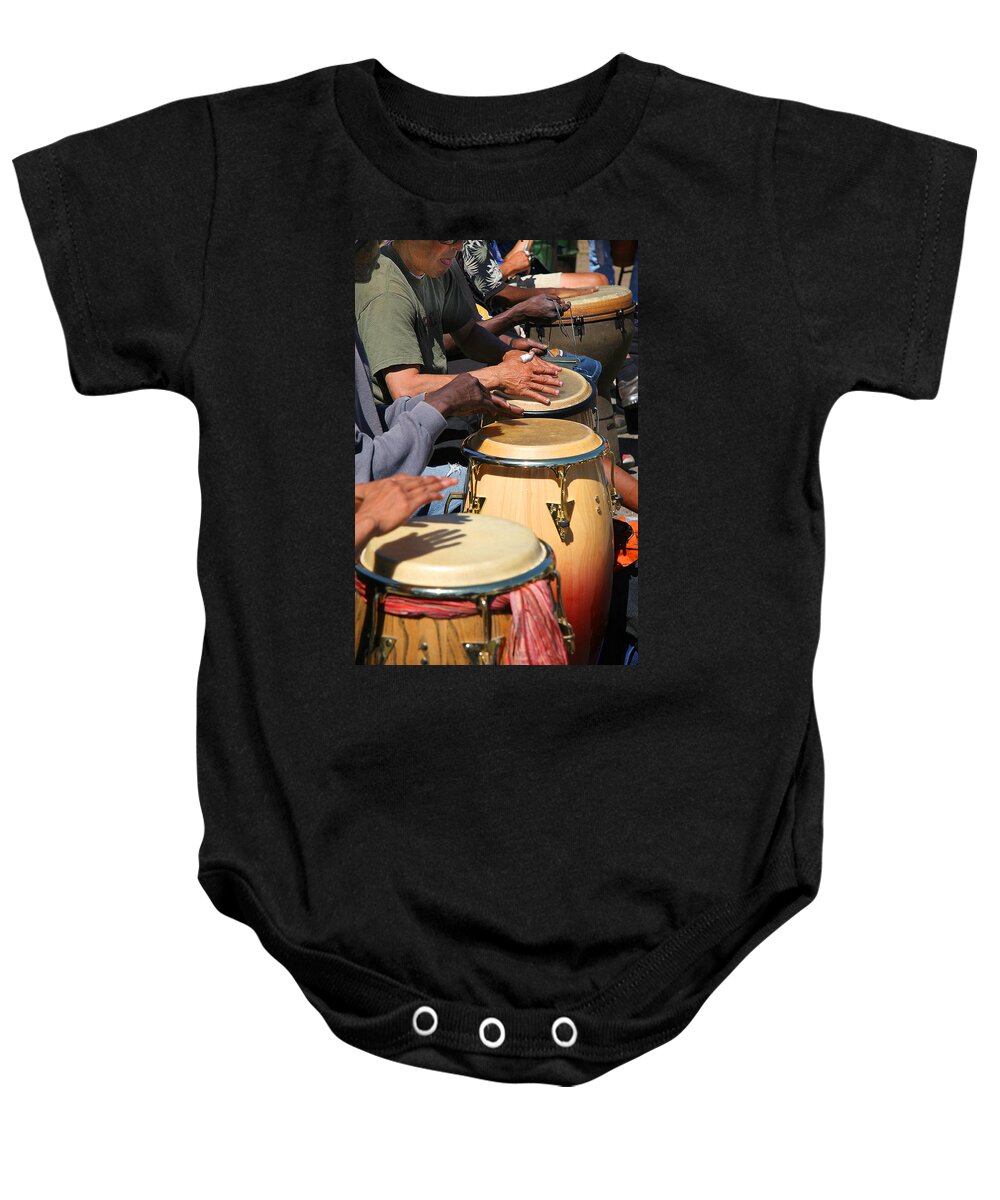 Drums Baby Onesie featuring the photograph Drum Jammin in Golden Gate Park by Robert Woodward