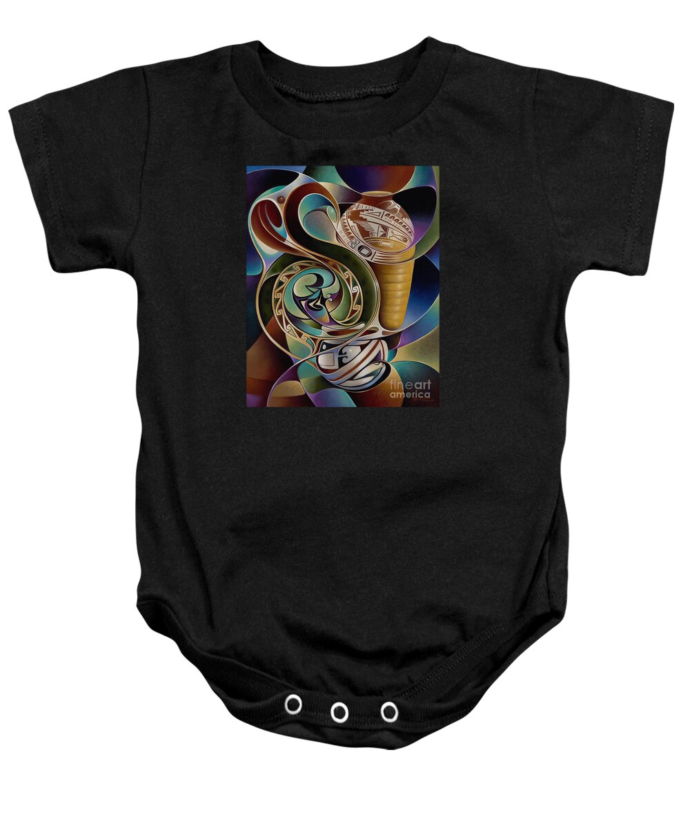 Abstract Baby Onesie featuring the painting Dynamic Still I by Ricardo Chavez-Mendez