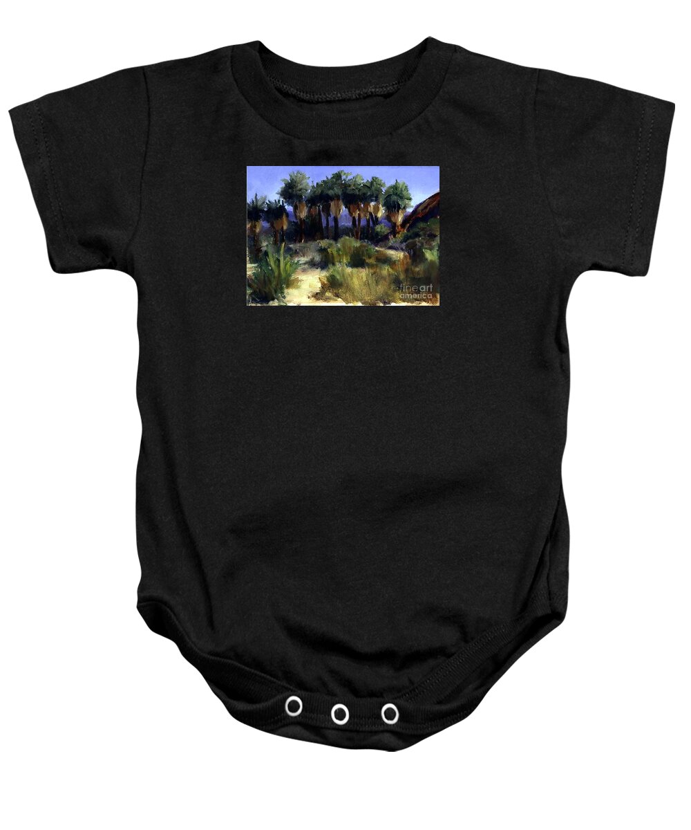 Palm Springs Area Baby Onesie featuring the painting This is Home Thousand Palms Preserve by Maria Hunt