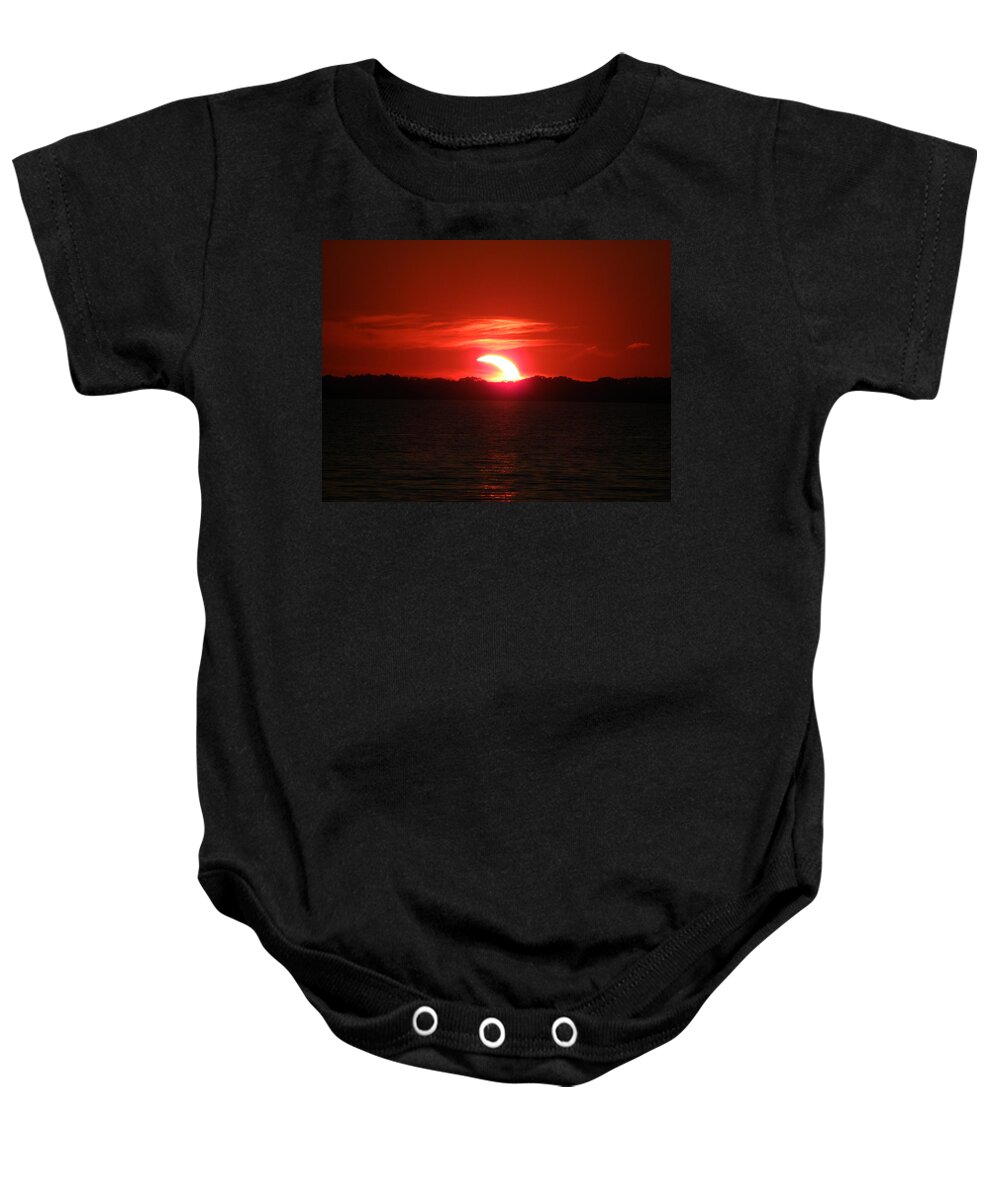 Eclipse Baby Onesie featuring the photograph Eclipse over Marion Reservoir 3 by Sheri Lauren