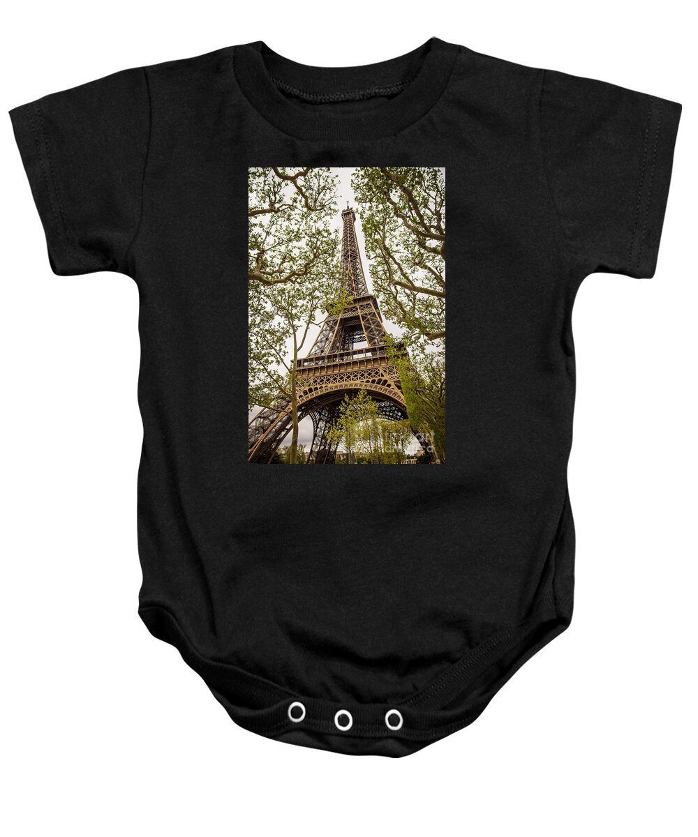 Architecture Baby Onesie featuring the photograph Eiffel Tower by Carlos Caetano