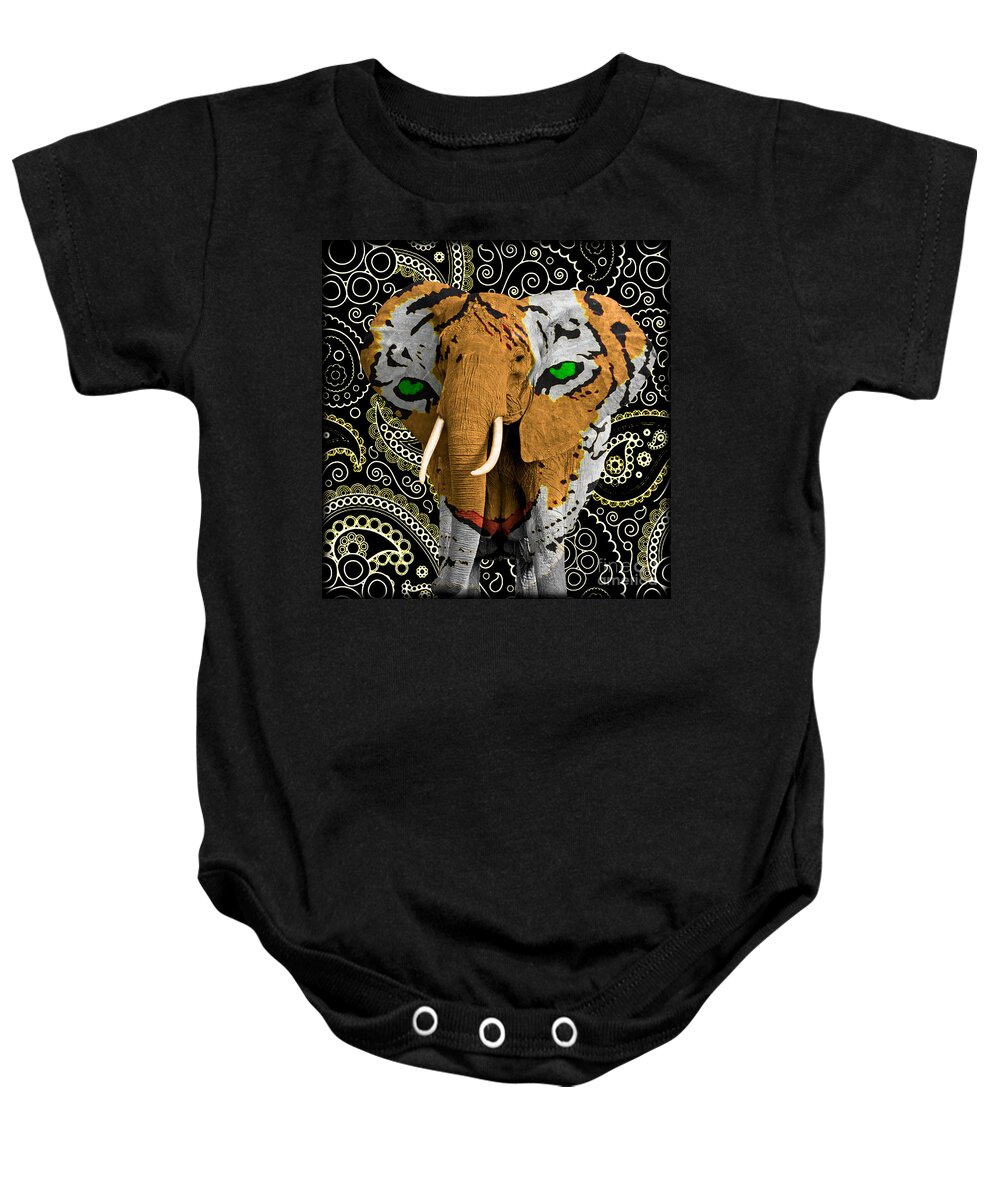 Elephant Baby Onesie featuring the photograph Elephant Tiger by Gary Keesler