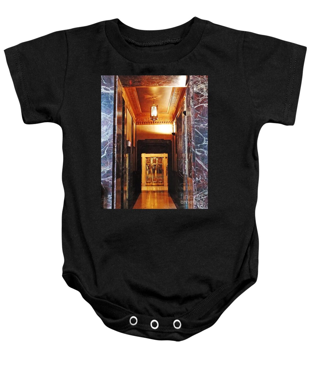 Gold Baby Onesie featuring the photograph Elevator Louisiana State Capitol by Lizi Beard-Ward