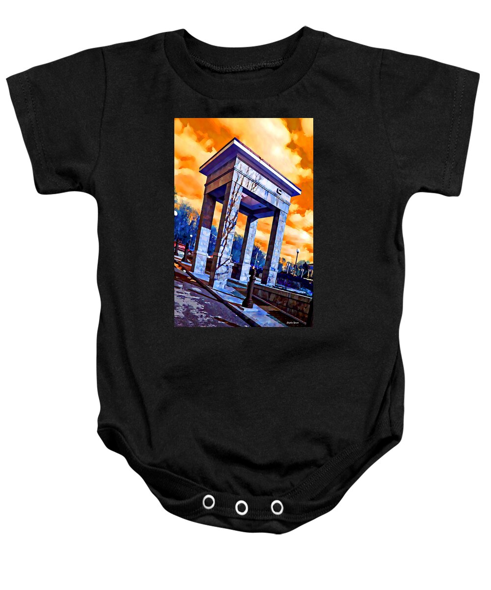 Ellicott Baby Onesie featuring the digital art Ellicott City Courthouse Path by Stephen Younts