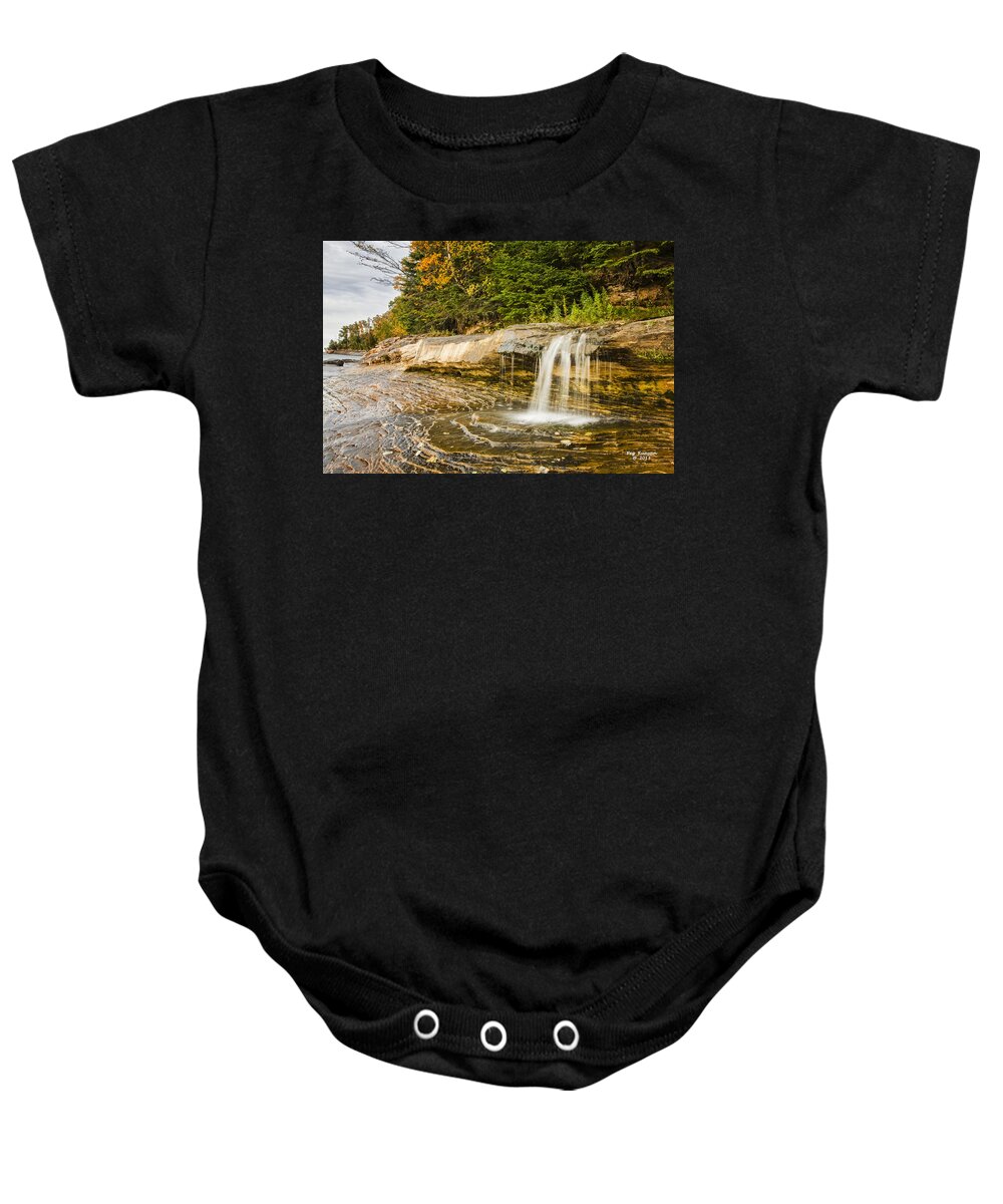 Miner's Beach Baby Onesie featuring the photograph Elliott Falls by Peg Runyan