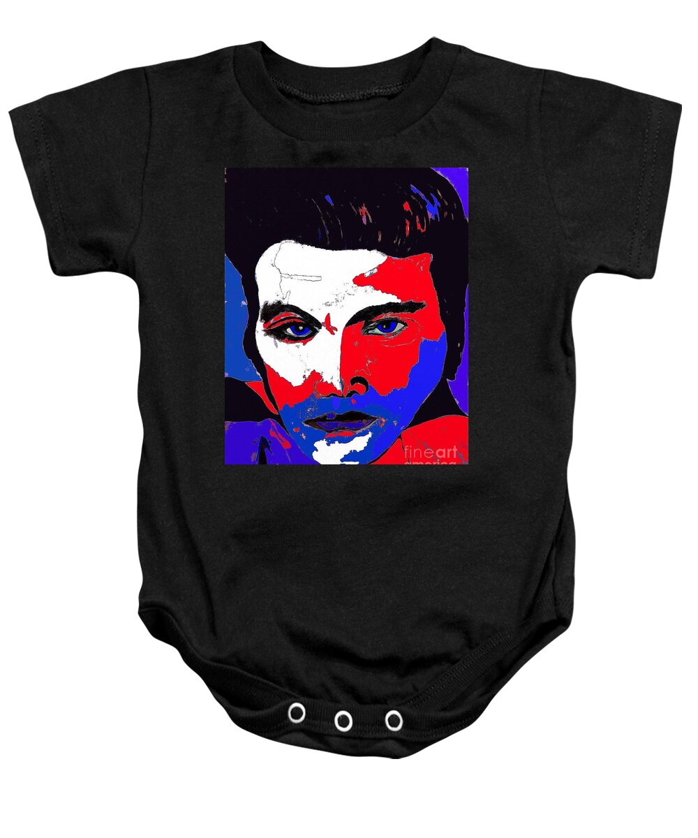 Elvis Baby Onesie featuring the painting Elvis made in the U S A by Saundra Myles