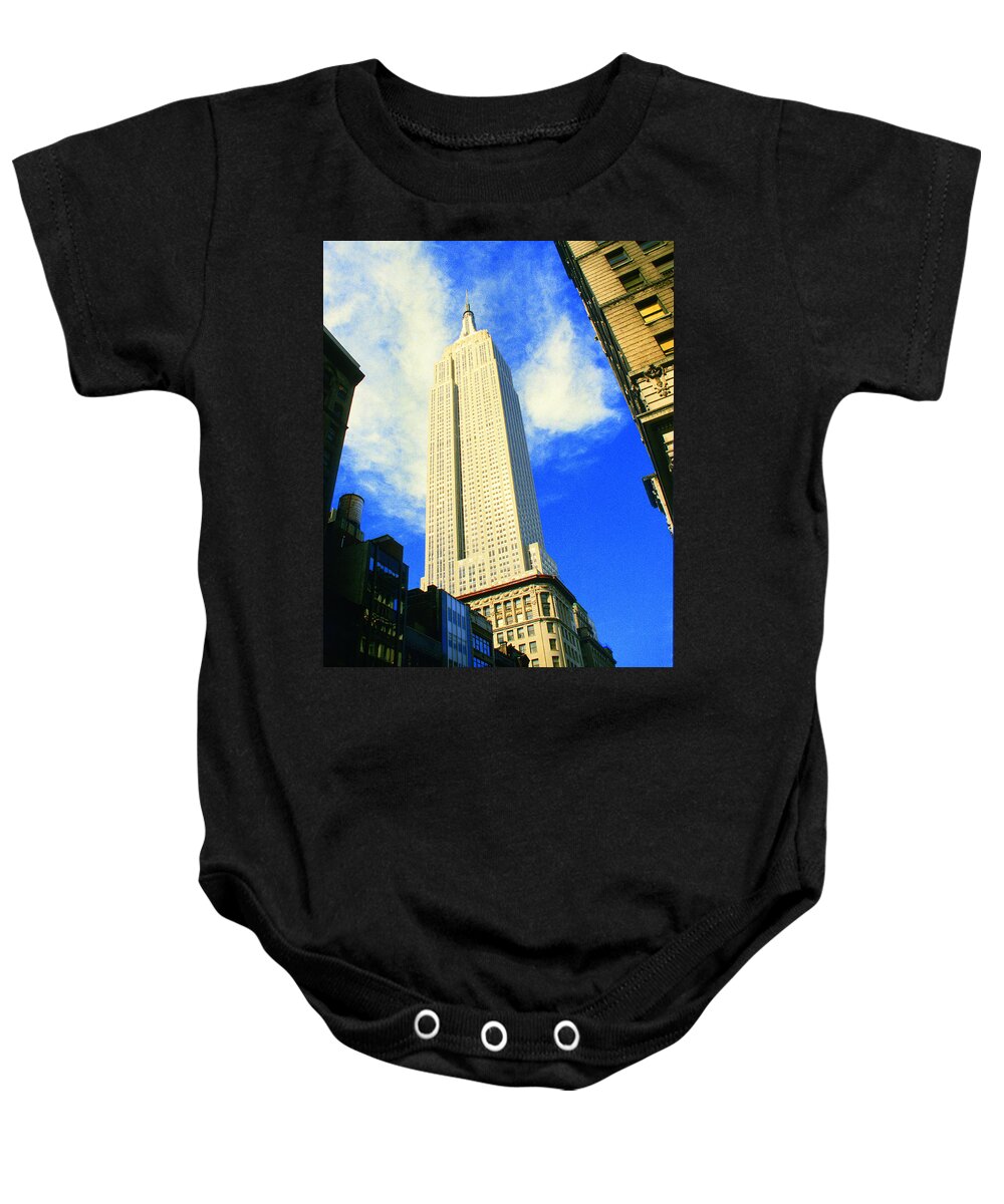 Empire Baby Onesie featuring the photograph Empire State Building 1984 by Gordon James