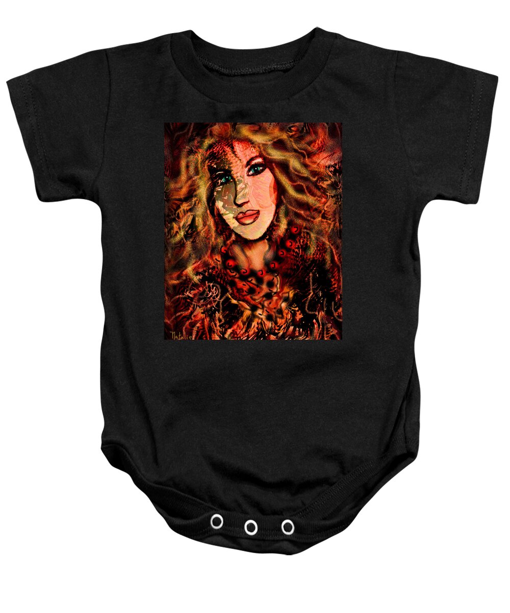 Woman Baby Onesie featuring the mixed media Enchanting Woman by Natalie Holland