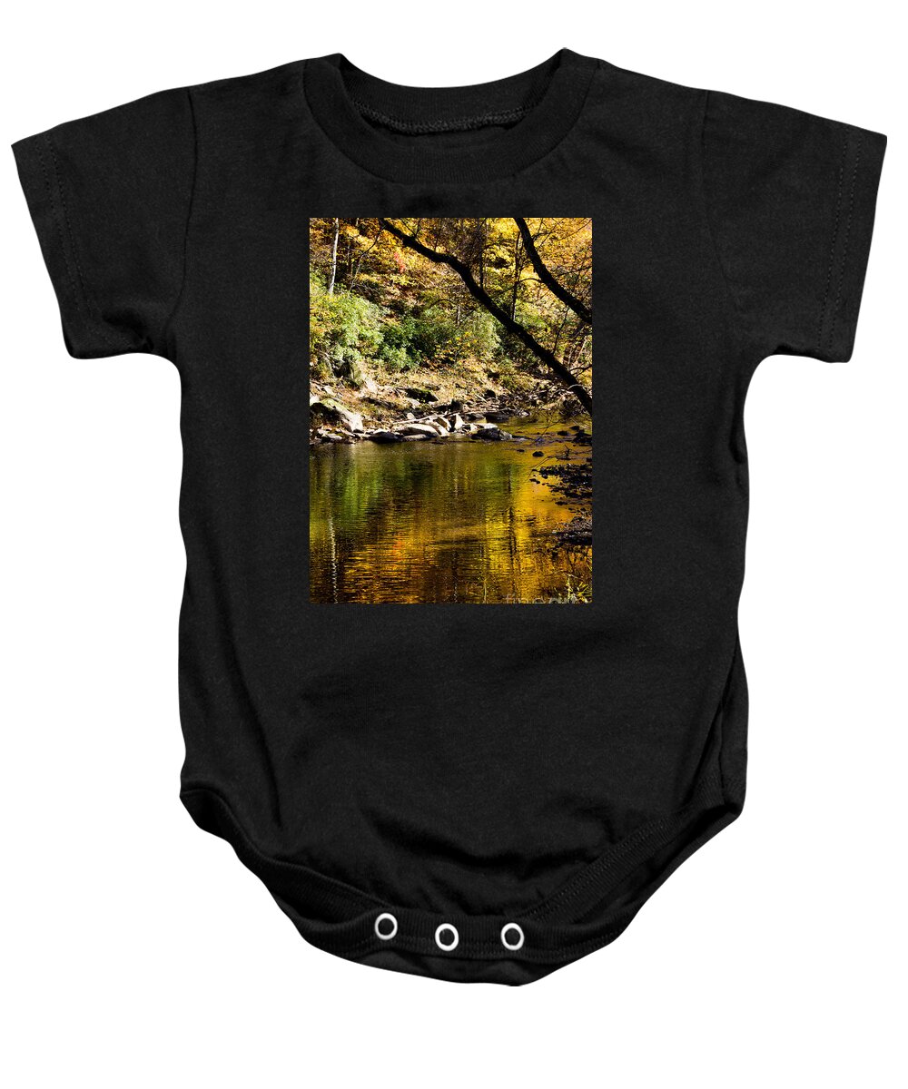 River Baby Onesie featuring the photograph Eno River in the Fall 3 by Sandra Clark