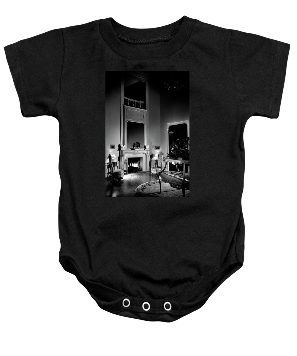 Fame Baby Onesie featuring the photograph Entrance Hall Of Joan Bennett And Walter Wagner's by Maynard Parker