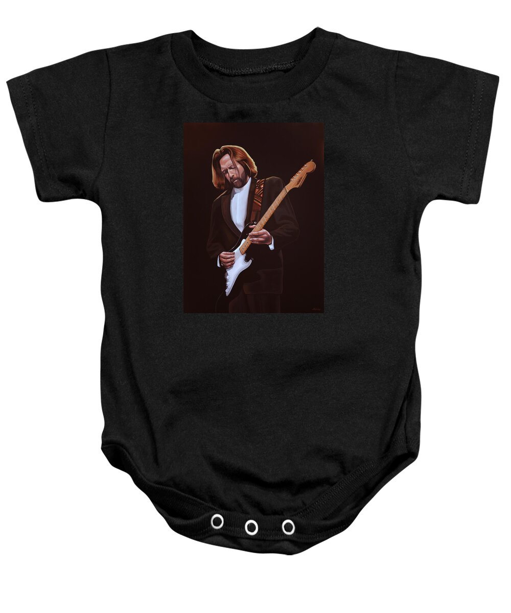 Eric Clapton Baby Onesie featuring the painting Eric Clapton Painting by Paul Meijering