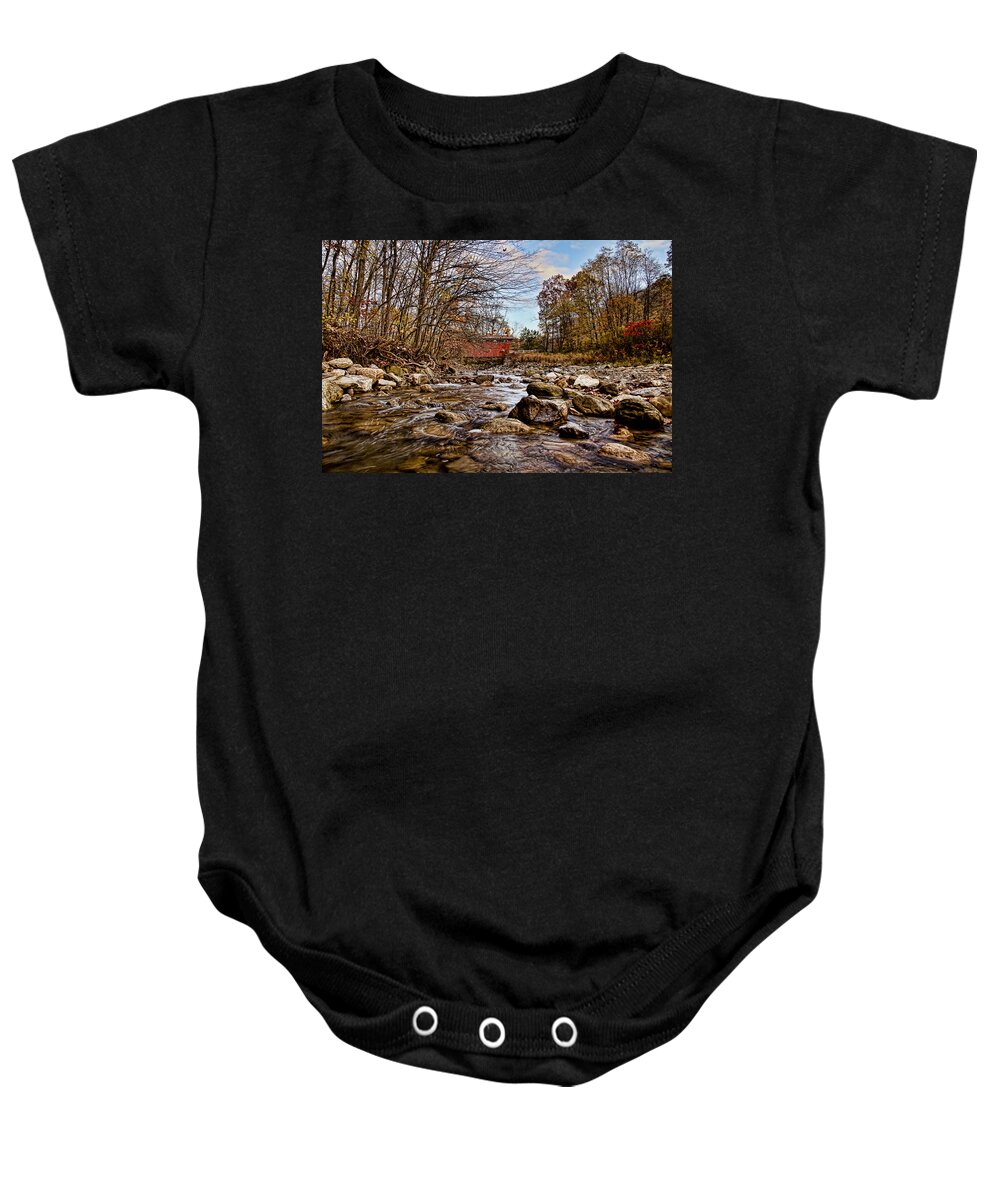 Cvnp Baby Onesie featuring the photograph Everett Rd Covered Bridge by Jack R Perry