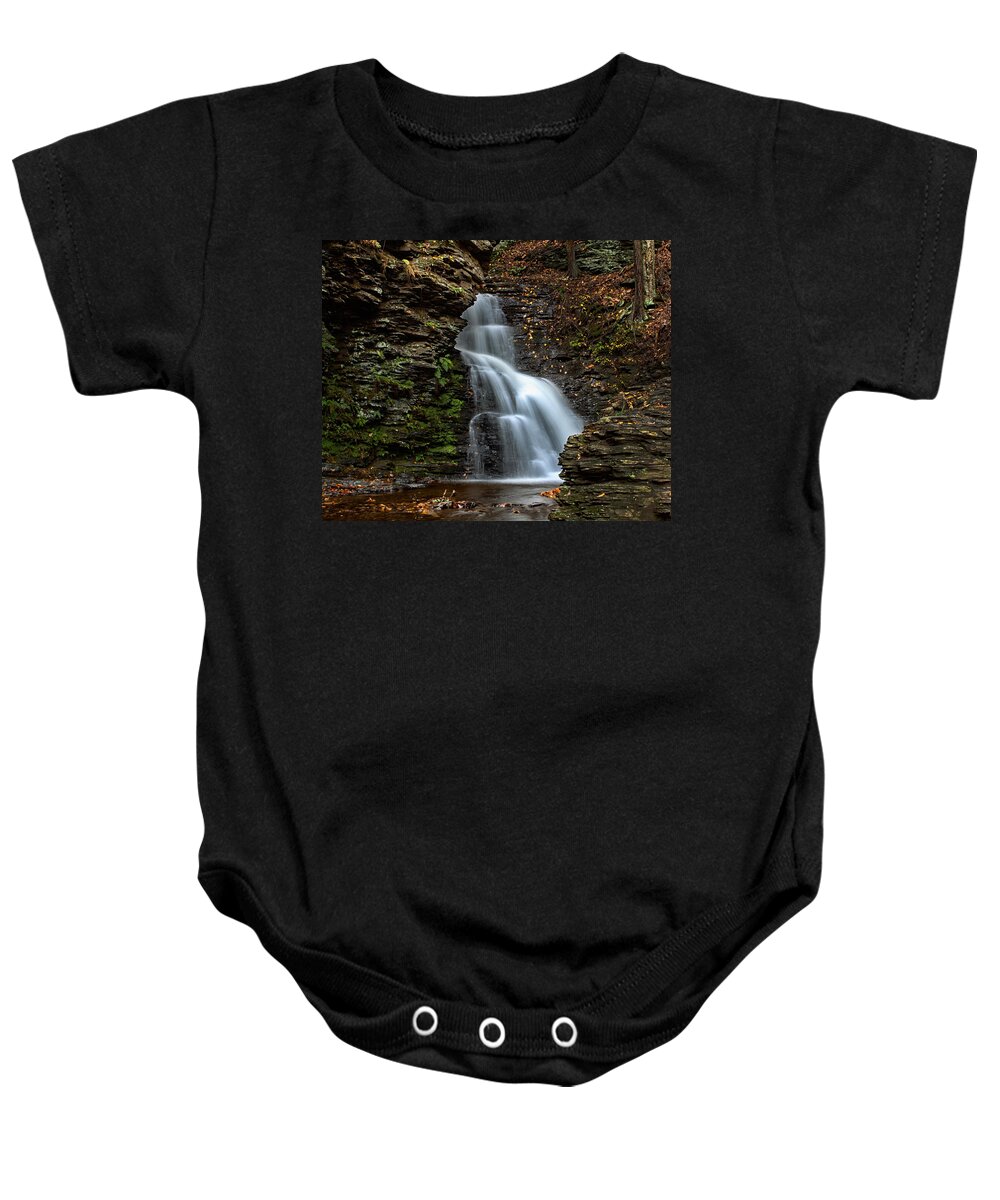 Bushkill Baby Onesie featuring the photograph Fall Flows by Rob Dietrich