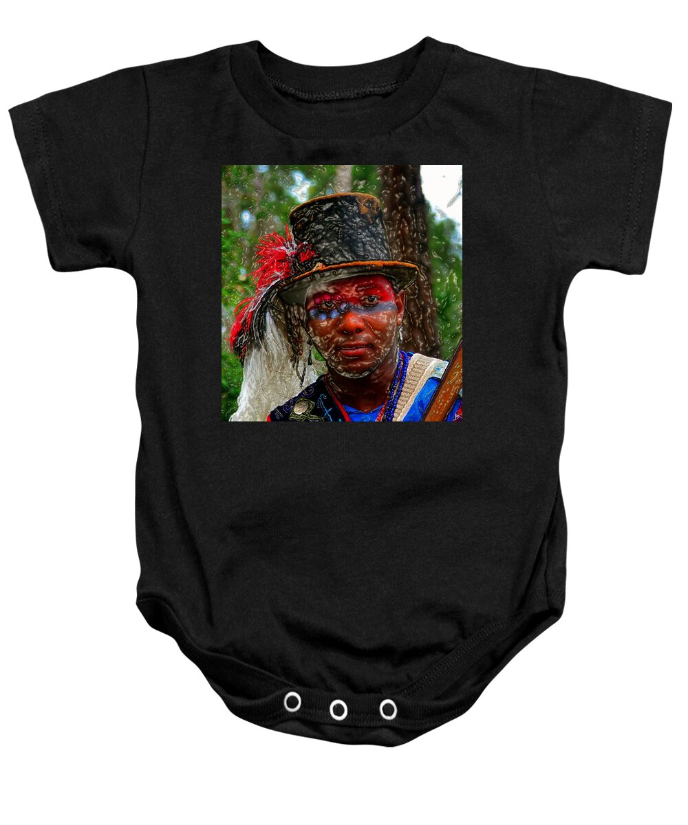 Seminole Indian Baby Onesie featuring the painting Fancy Hat by David Lee Thompson