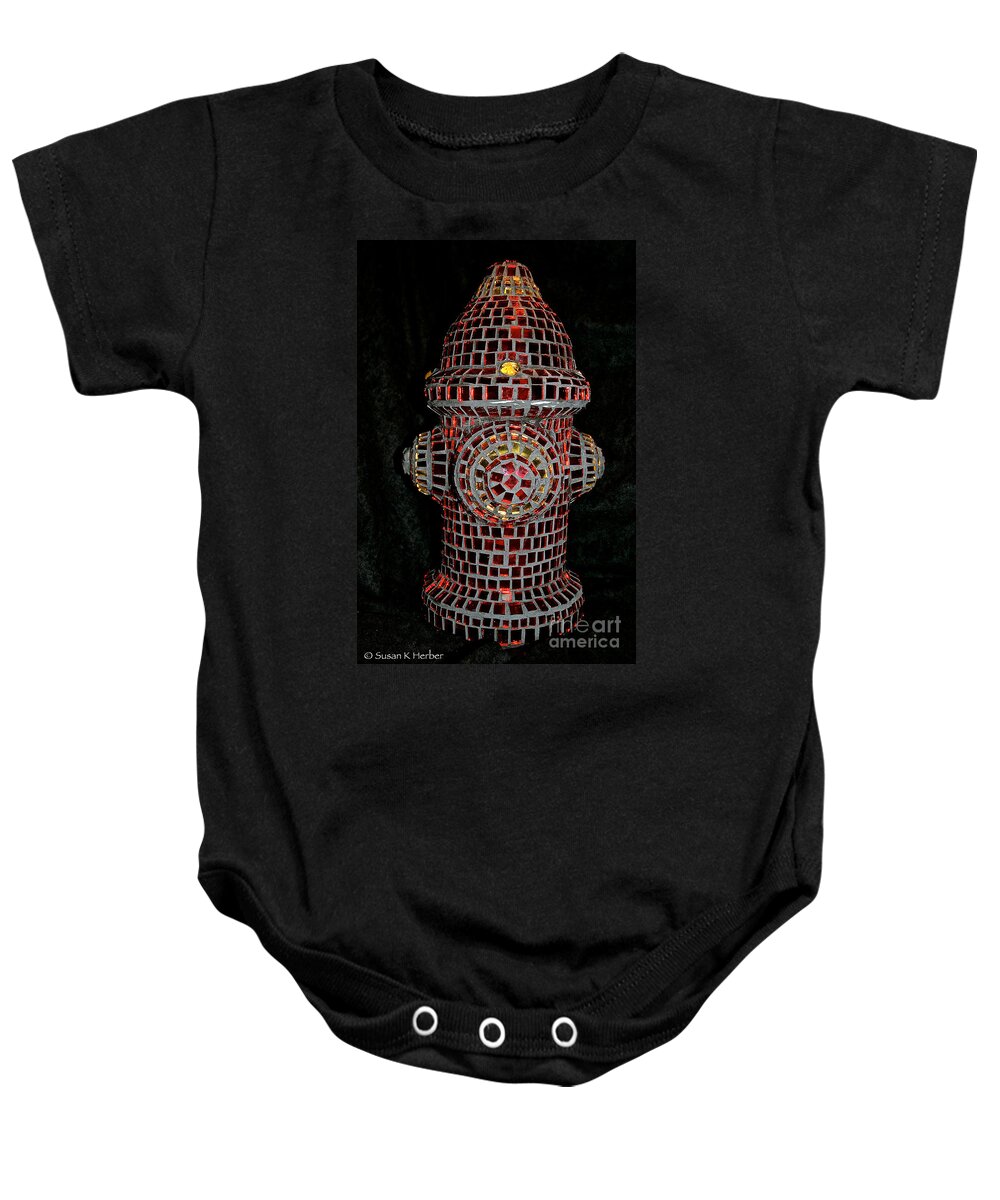 Stainedglass Mosaics Baby Onesie featuring the photograph Fire Hydrant Art by Susan Herber